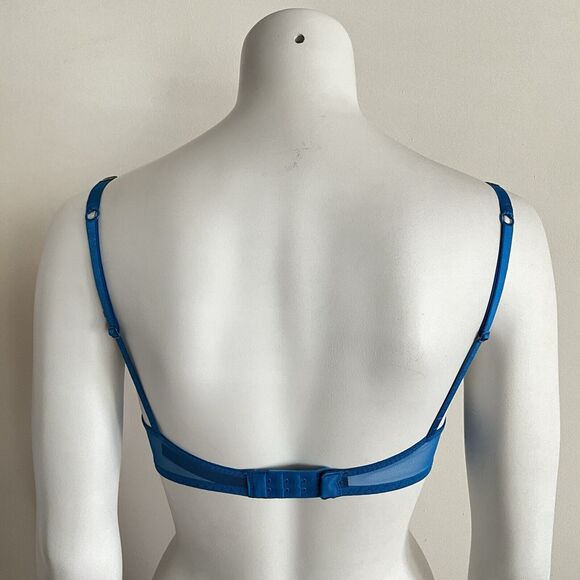 Victoria’s Secret Bombshell Bra Blue Sexy Shine Strap Add Cups Push Up 32C - Picture 3 of 9